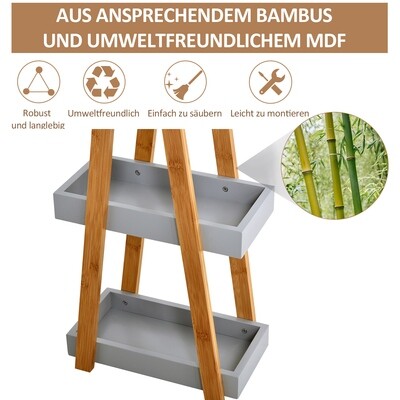 Badregal Küchenregal 3 Ebenen Bambus Grau