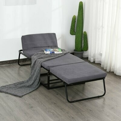 2-In-1 Schlafsofa Klappbett Hocker Einstellbar Betthöhe Grau Gästebett 192 x 68 x 37 cm