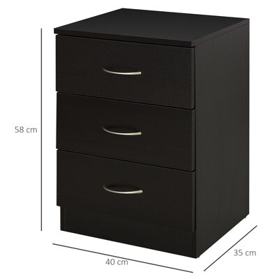 Nachttisch mit 3 Schublade  Nachtschrank schwarz