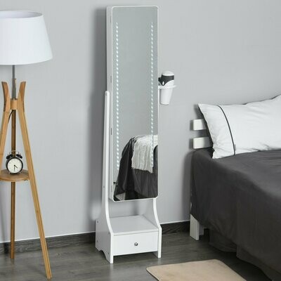LED Schmuckschrank 2 in 1 Schmuckregal Spiegelschrank mit Schublade Weiss