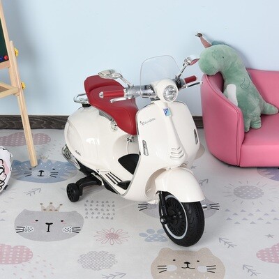 Elektrofahrzeug Vespa Kindermotorrad mit MP3-Musik Beleuchtung 3-6 Jahre PP Weiß