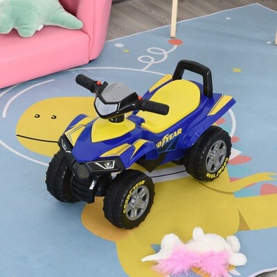 Kinderauto Kinderfahrzeug Tretauto Laufhilfe Quad blau-gelb
