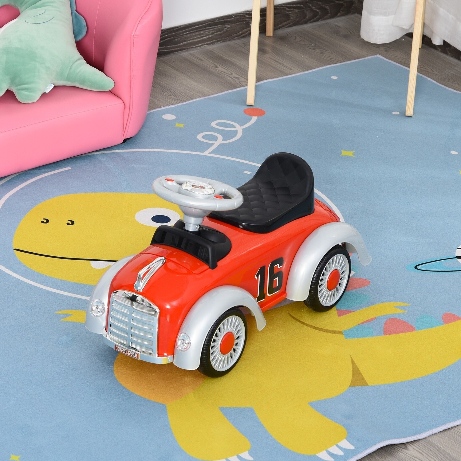 HOMCOM® Kinderauto Kinderfahrzeug klassisch Laufhilfe Hupe mit