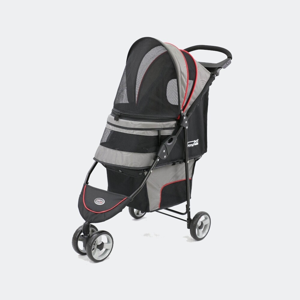 Innopet Hundewagen Hundebuggy Pet Stroller Avenue hellgrau/rot inkl. Regenhaube