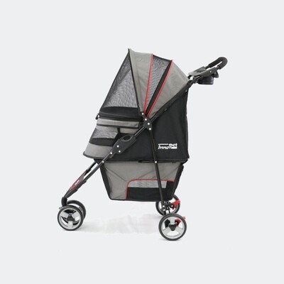 Innopet Hundewagen Hundebuggy Pet Stroller Avenue hellgrau/rot inkl. Regenhaube