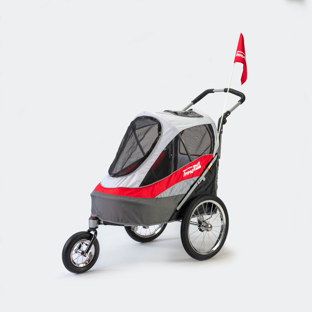 ​InnoPet 2 in1 Hundewagen Velo-Anhänger Sporty Trailer rot/grau-weiss, bis 28kg