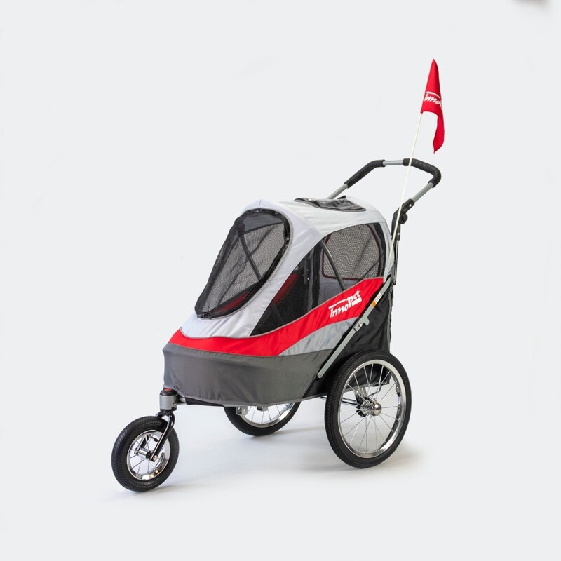 ​InnoPet 2 in1 Hundewagen Velo-Anhänger Sporty Trailer rot/grau-weiss, bis 28kg