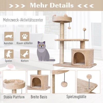 Katzenbaum 3 Ebenen Kratzbaum Katzenhöhle