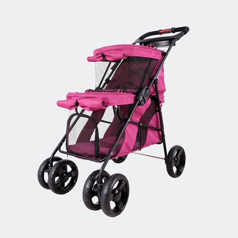 Ibiyaya Hundebuggy Pet Stroller Double Decker pink, für 2 Hunde