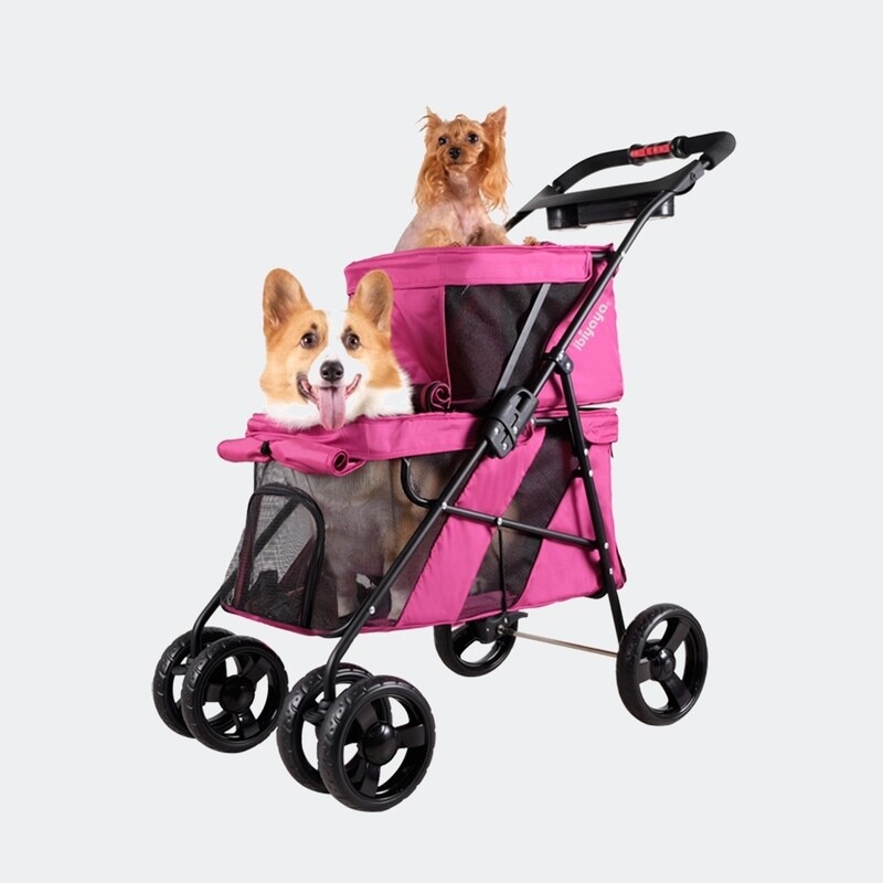 Ibiyaya Hundebuggy Pet Stroller Double Decker pink, für 2 Hunde