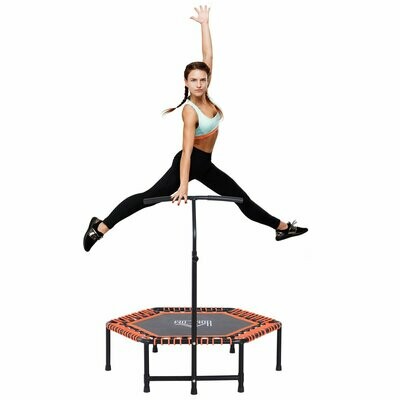 Fitness-Trampolin Trampolin Gartentrampolin für Joga orange-schwarz