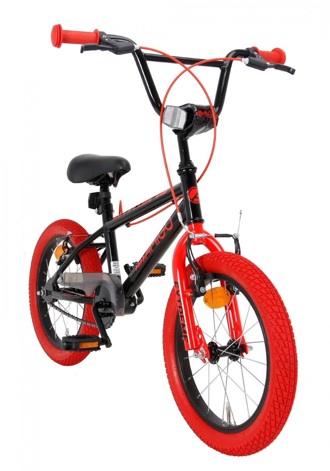 Bmx Fahrrad Velo Amigo Extreme 16 Zoll 25 4 Cm Junior V Brake Schwarz Rot