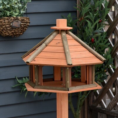 Vogelhaus Winter-Futterplatz Vogelständer mit wasserfestem Dach Tanne Ø52 x 130H cm