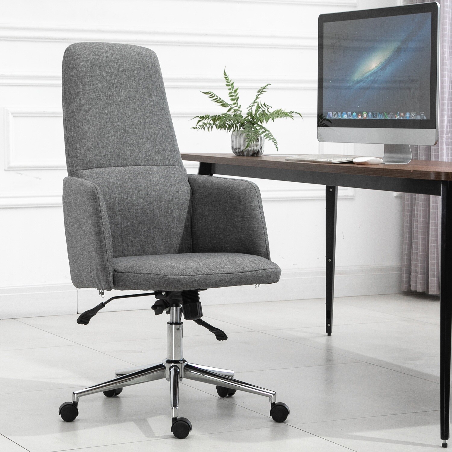 Vinsetto® Bürostuhl Drehstuhl mit Wippenfunktion Grau