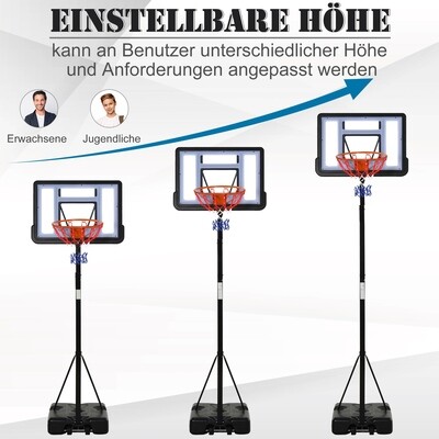 Mobiler Basketballständer Basketballkorb höhenverstellbar 250-350cm Stahl