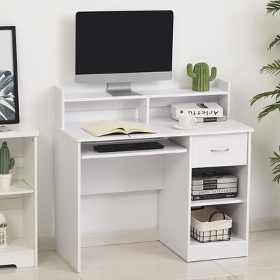 Computertisch Schreibtisch Bürotisch Gamingtisch PC-Tisch mit Schublade Weiss