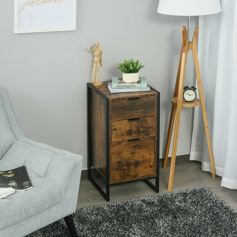 HOMCOM Standregal Bücherregal Mit 2 Stoffschubladen, 9 Offenen Faechern Aufbewahrungsregal 1 Tlg Fuer Buero Wohnzimmer Schlafzimmer 72 5x30x150 Cm Rustikal Braun S0tfk0as