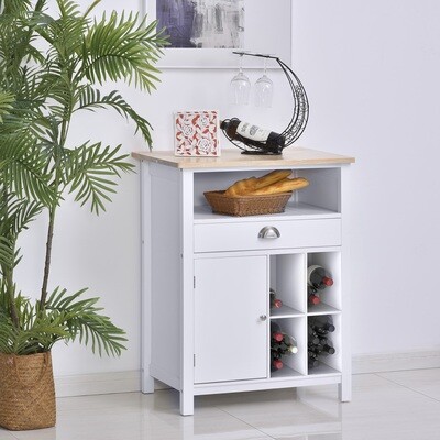Küchenschrank Beistellschrank Kommode Sideboard mit Schublade und Weinregal Weiss