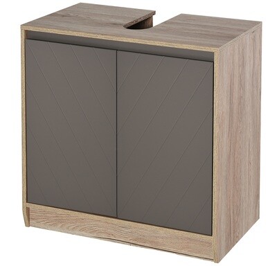 Waschbeckenunterschrank Badschrank mit 2 Türen Grau+Eiche