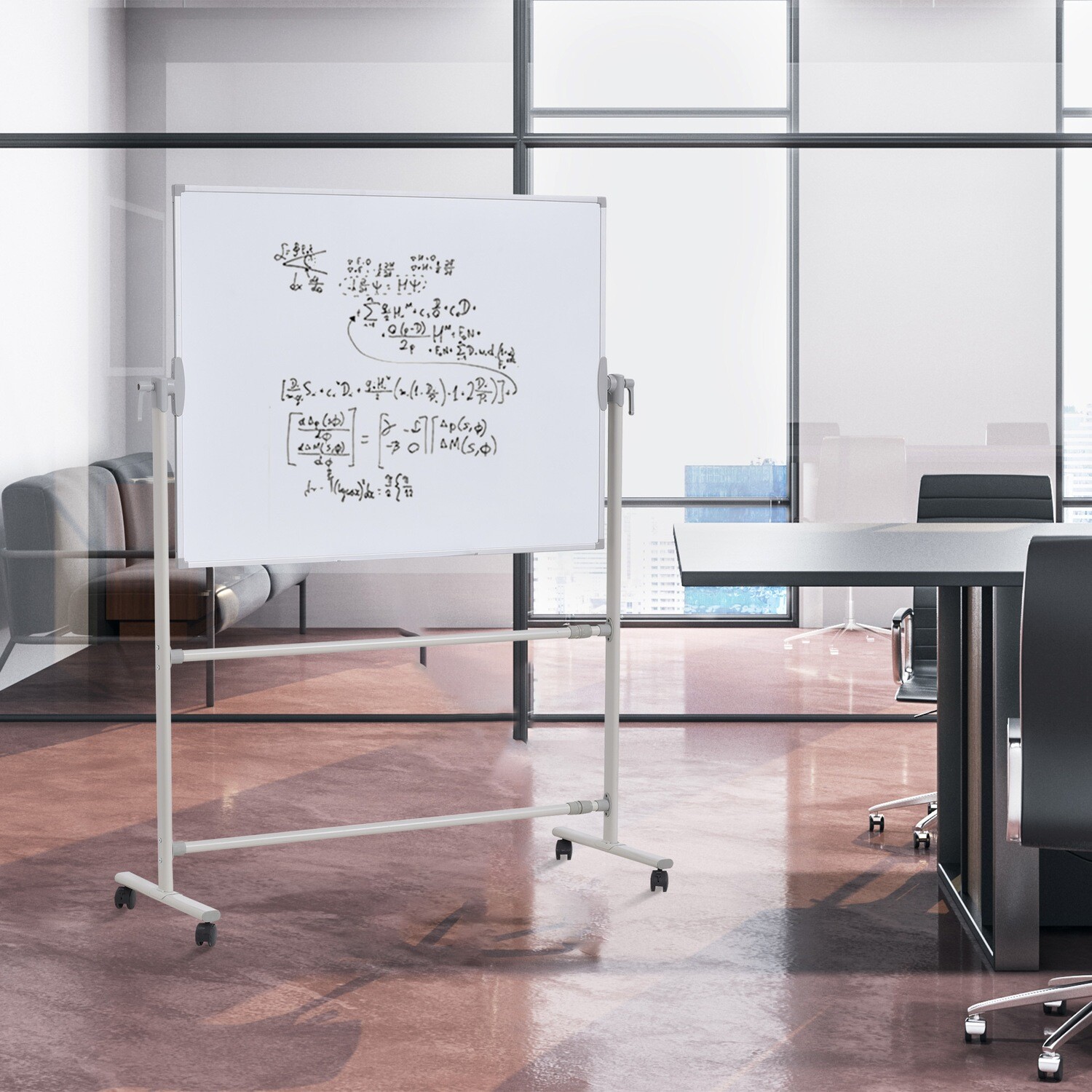 Vinsetto® Doppelseitige Whiteboard 360° Magnetisch Breitenverstellbar Alu-legierung