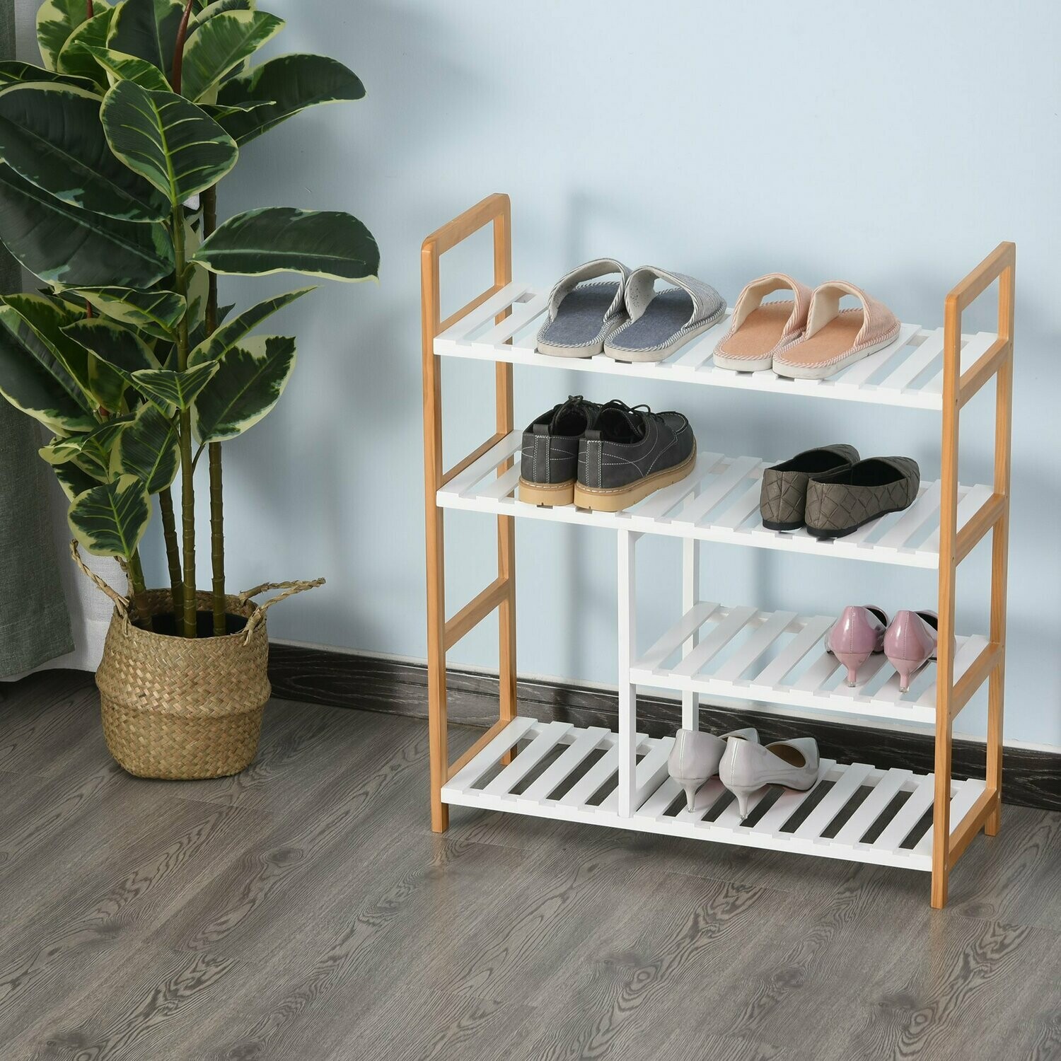 Schuhregal aus Kiefer mit 4 Schuhablagen