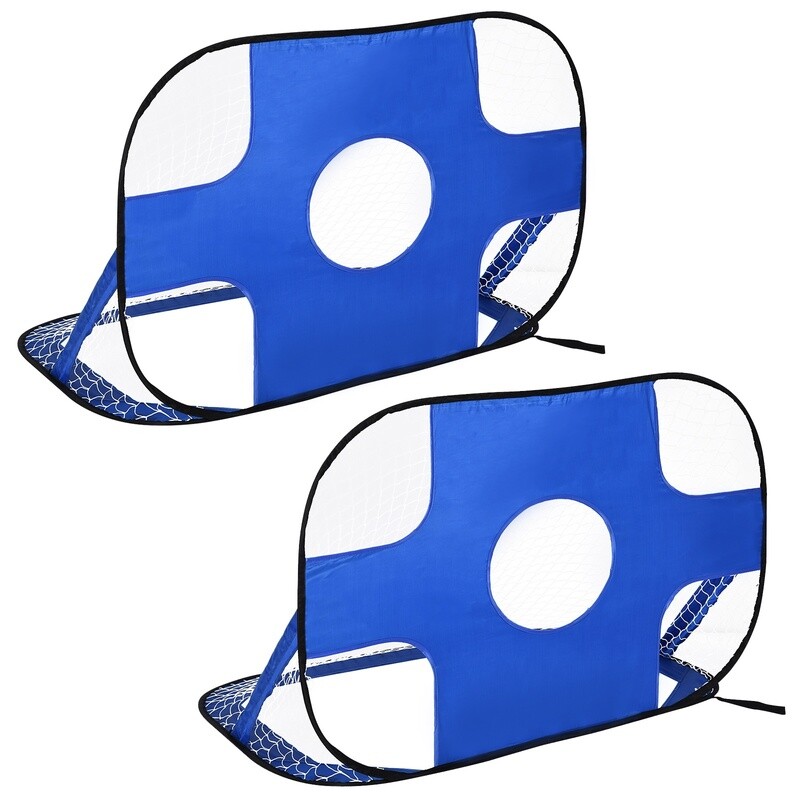 Fussballtore Pop Up Tor Tragbares Fussballnetz 2er Set Minitore faltbar Blau