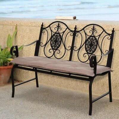Bankauflage 2er Set Bankkissen Sitzkissen für Gartenbank Polster Polyester Beige
