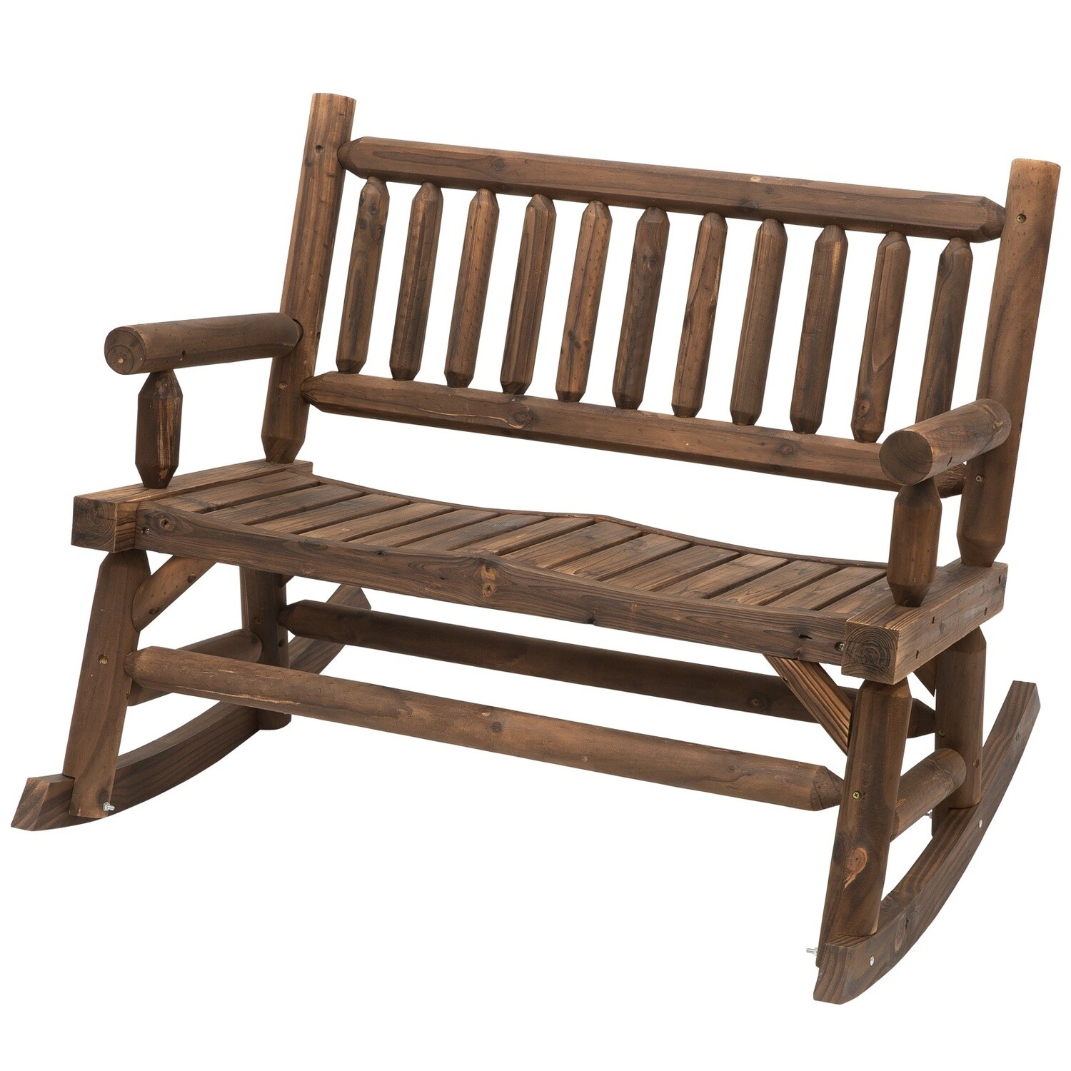 Schaukelbank mit Armlehne Gartenbank Massivholz Dunkelbraun
