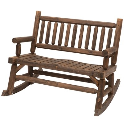 Schaukelbank mit Armlehne Gartenbank Massivholz Dunkelbraun