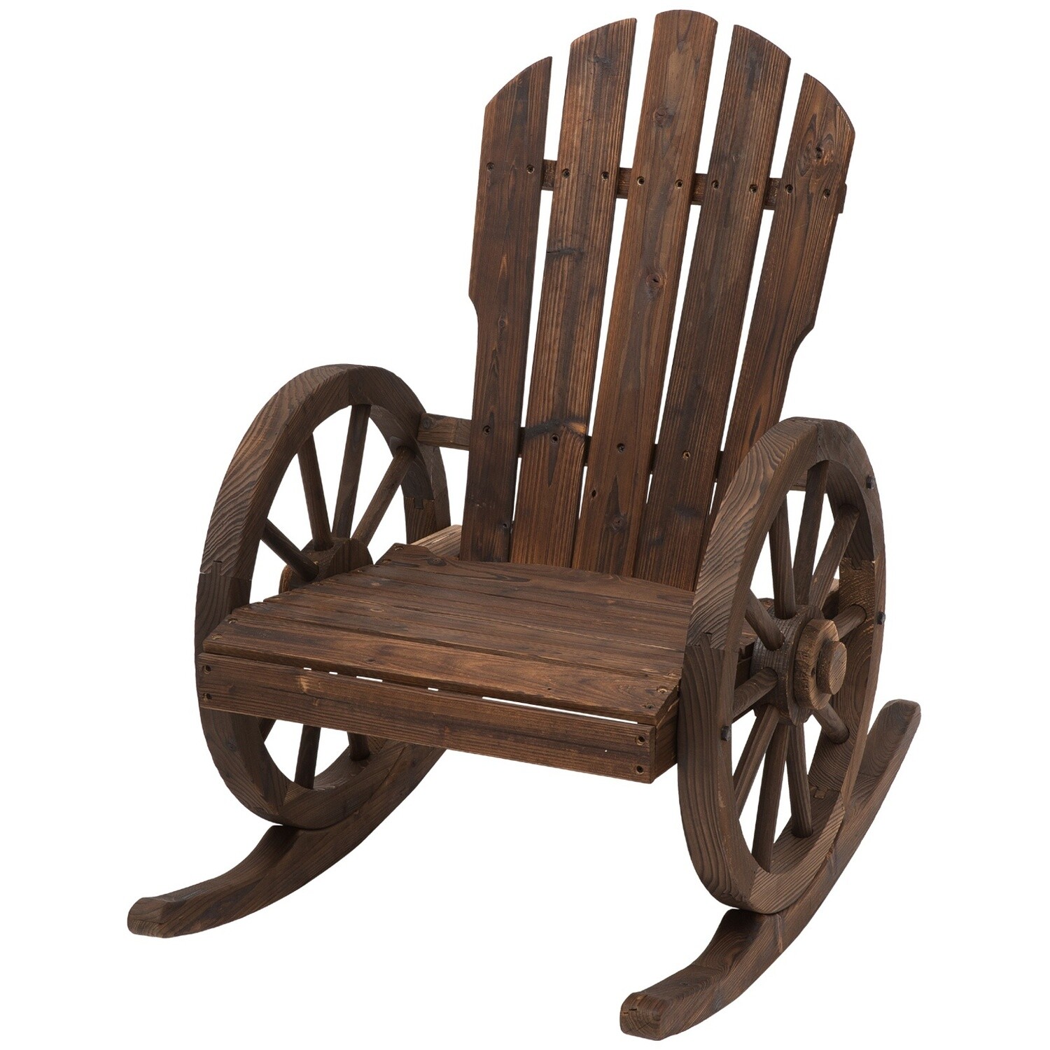 Schaukelstuhl Rustikales Design Versiegeltes Massivholz Wetterbeständig 68 cm x 88 cm x 92 cm
