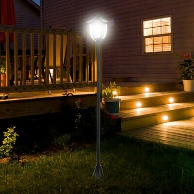 Solar Gartenlaterne LED Laterne Gartenleuchte 6-8 Stdn. Edelstahl H177cm