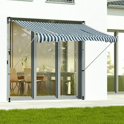 Sonnenstore Klemmmarkise Faltarm Handkurbel Balkon Alu Grün 300 × 150 cm