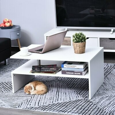 Beistelltisch moderner Couchtisch mit Ablage Aluminium Weiss