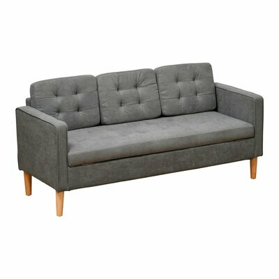 3 Sitzer Sofa, Couch mit Stauraum, Holzbeine, Gepolsterter Polstersofa mit Samtoptik für Wohnzimmer, Schlafzimmer, 166,5 x 62 x 82 cm, Grau