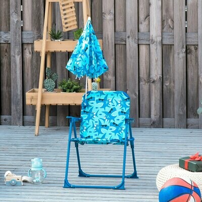 Kinder-Campingstuhl "Hai" mit Sonnenschirm Strandstuhl klappbar blau