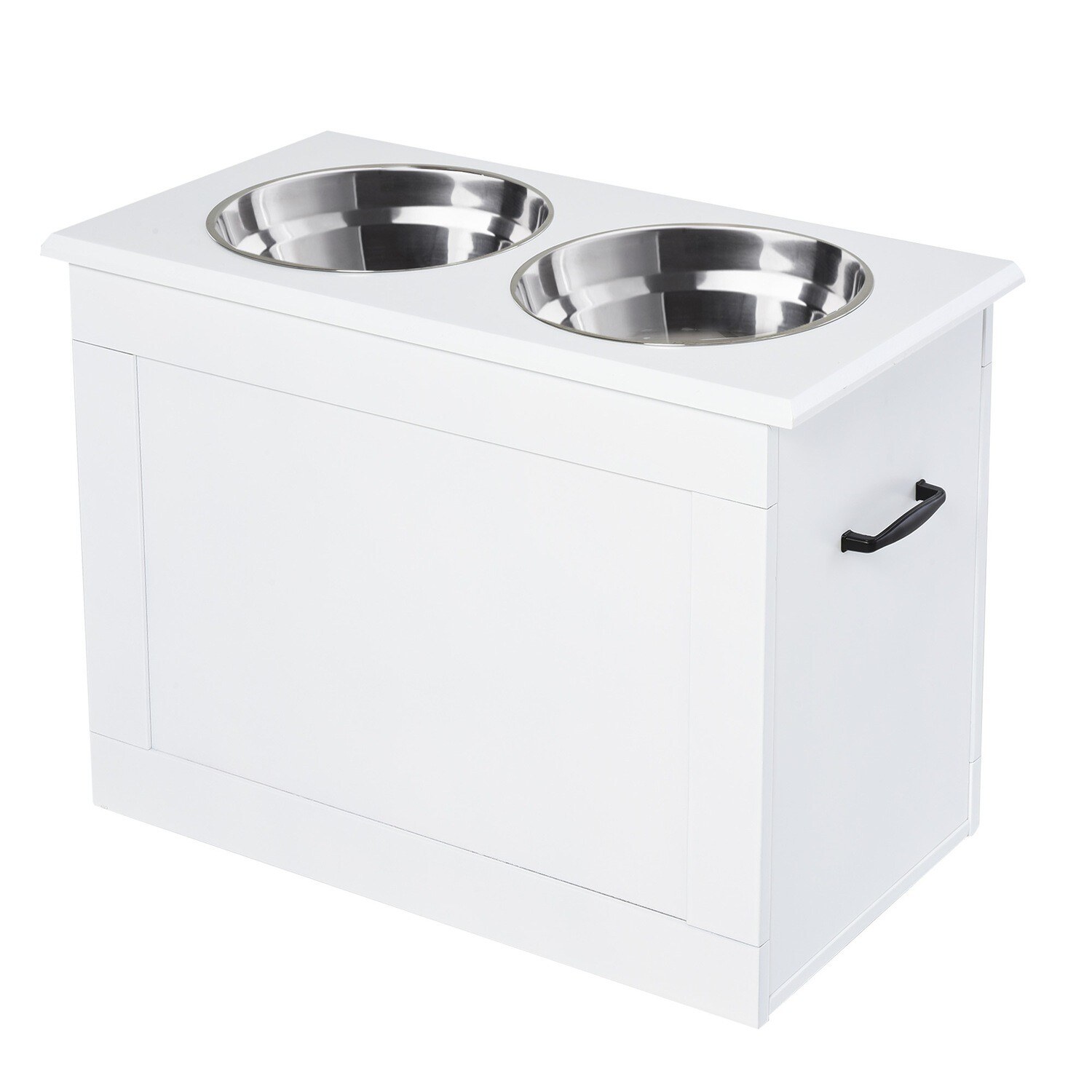 Hunde / Katzen Fressnapf mit Stauraum Futterstation Katzenapf MDF Edelstahl