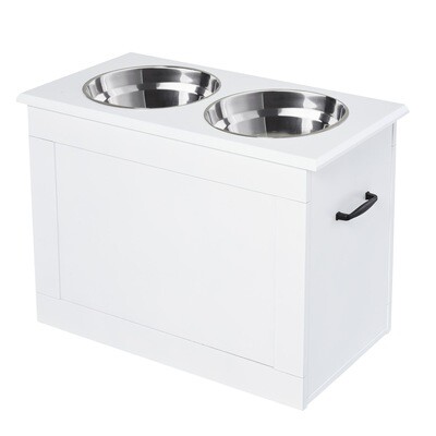 Hunde / Katzen Fressnapf mit Stauraum Futterstation Katzenapf MDF Edelstahl