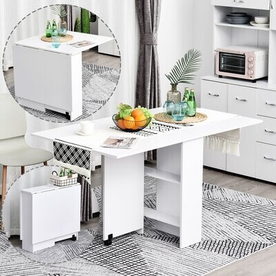 Esstisch Klapptisch Schreibtisch Holz Weiss mit Rollen