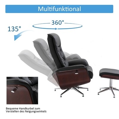 Relaxsessel mit Hocker Fernsehsessel Polstersessel Schwarz