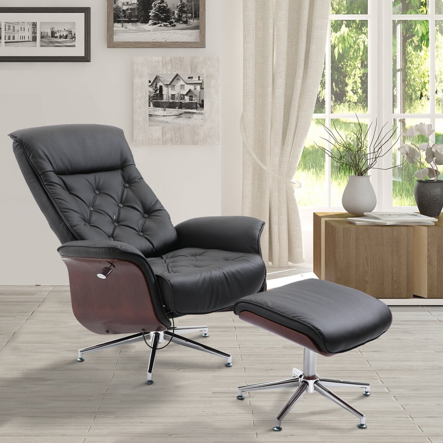 Relaxsessel mit Hocker Fernsehsessel Polstersessel Schwarz