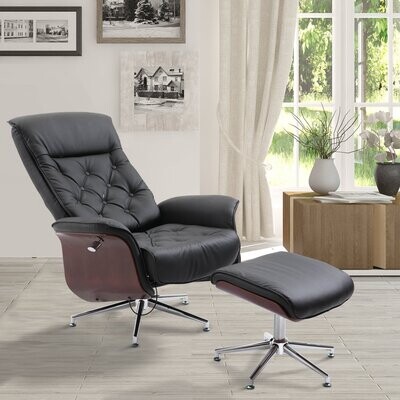 Relaxsessel mit Hocker Fernsehsessel Polstersessel Schwarz