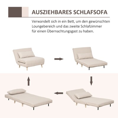 Einzelsofa Sofabett Klappsofa verstellbar Rückenlehne nordisch skandinavisch
