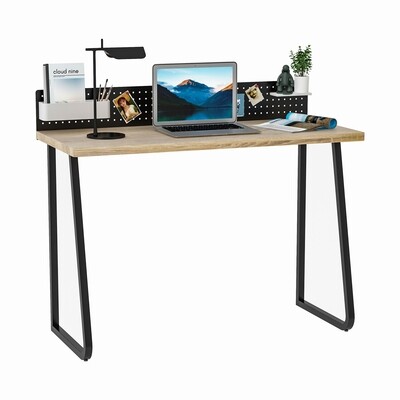 Schreibtisch Bürotisch Computertisch mit Stecktafel Naturholz+Schwarz