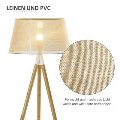 Stehlampe Standleuchte mit Beinen aus Bambus Standleuchte modern Braun