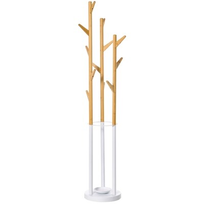 Garderobenständer Metall Bambus Weiss 30,5 cm x 30,5 cm x 174,5 cm