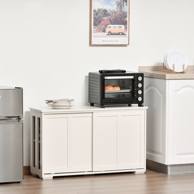 Küchenschrank Sideboard mit Schiebetüren Weiss 106,5 cm x 33 cm x 63 cm