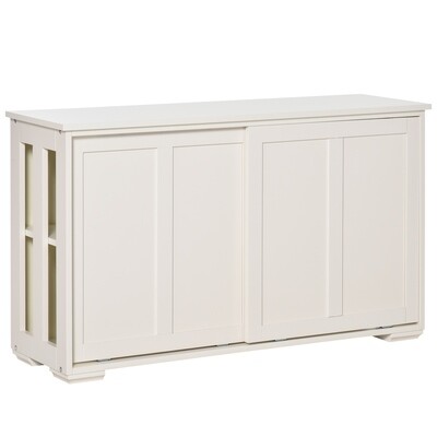 Küchenschrank Sideboard mit Schiebetüren Weiss 106,5 cm x 33 cm x 63 cm