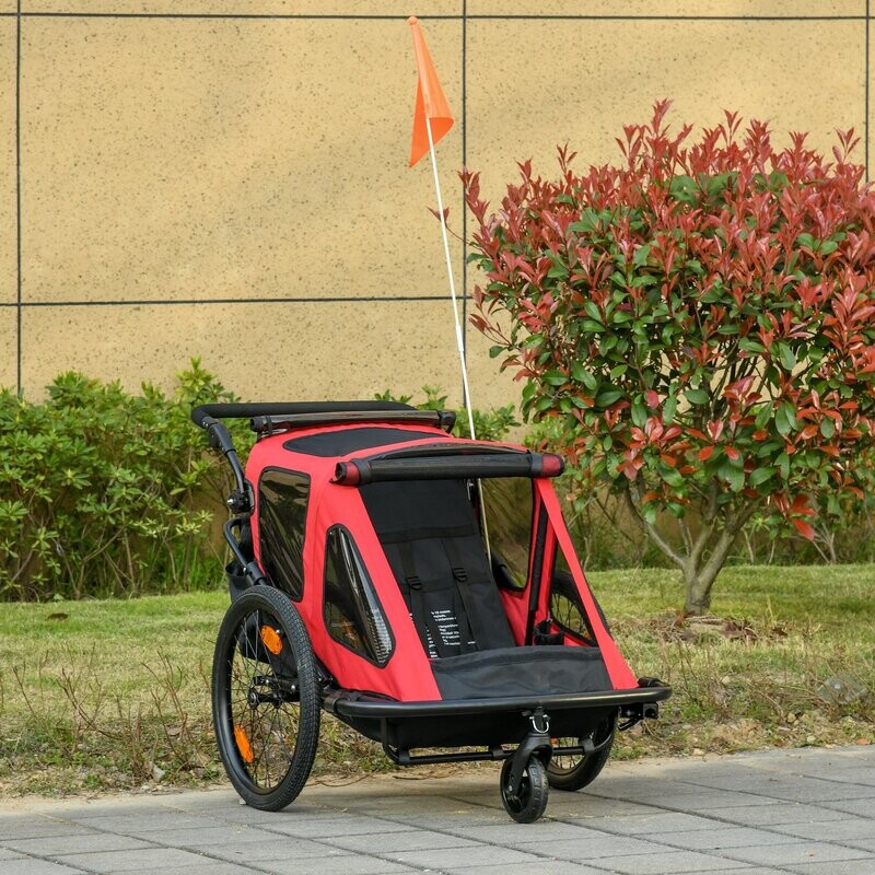 2 in 1 Kinderanhänger Velo-Anhänger Fahrradanhänger rot