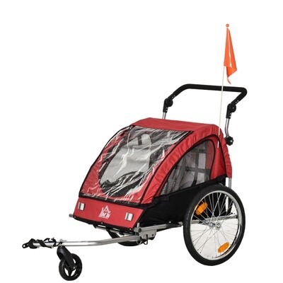 2 in 1 Fahrradanhänger Kinderwagen Velo-Anhänger rot