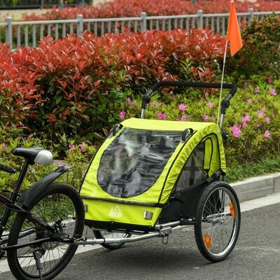 2 in 1 Fahrradanhänger Kinderwagen Velo-Anhänger gelb